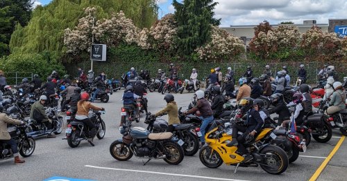 Hundreds of bikers take to Vancouver roads in dapper suits and ties in the name of men’s health