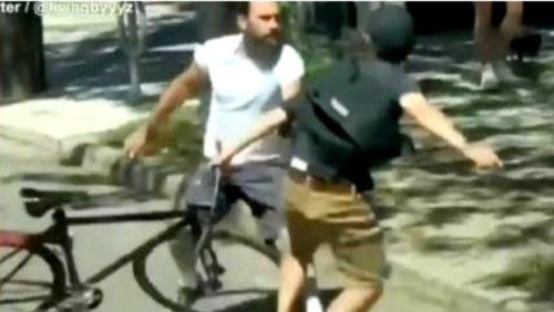 Violent altercation between driver and cyclist in Toronto captured on video