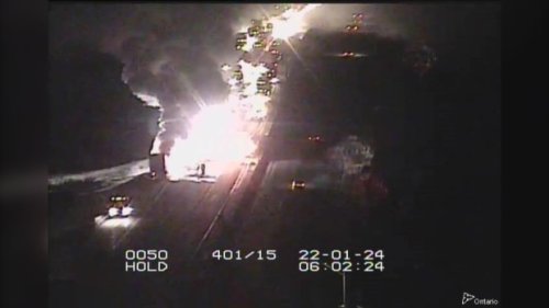 Truck fire closes Highway 401 in Kingston