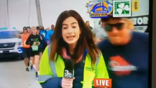 Runner who slapped reporter's rear on live TV charged