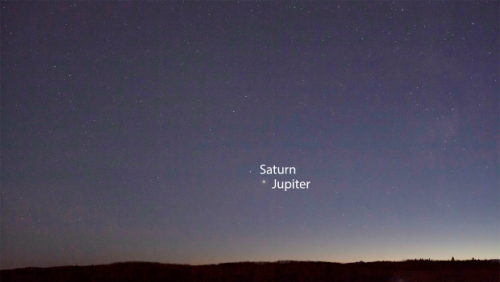 Jupiter and Saturn moving closer together in the evening sky
