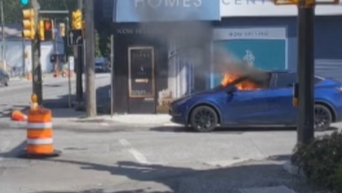 Fire that trapped B.C. man in his Tesla was not caused by car's battery: Transport Canada
