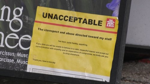 Sign at Vancouver hardware store calls out bad customer behaviour during pandemic