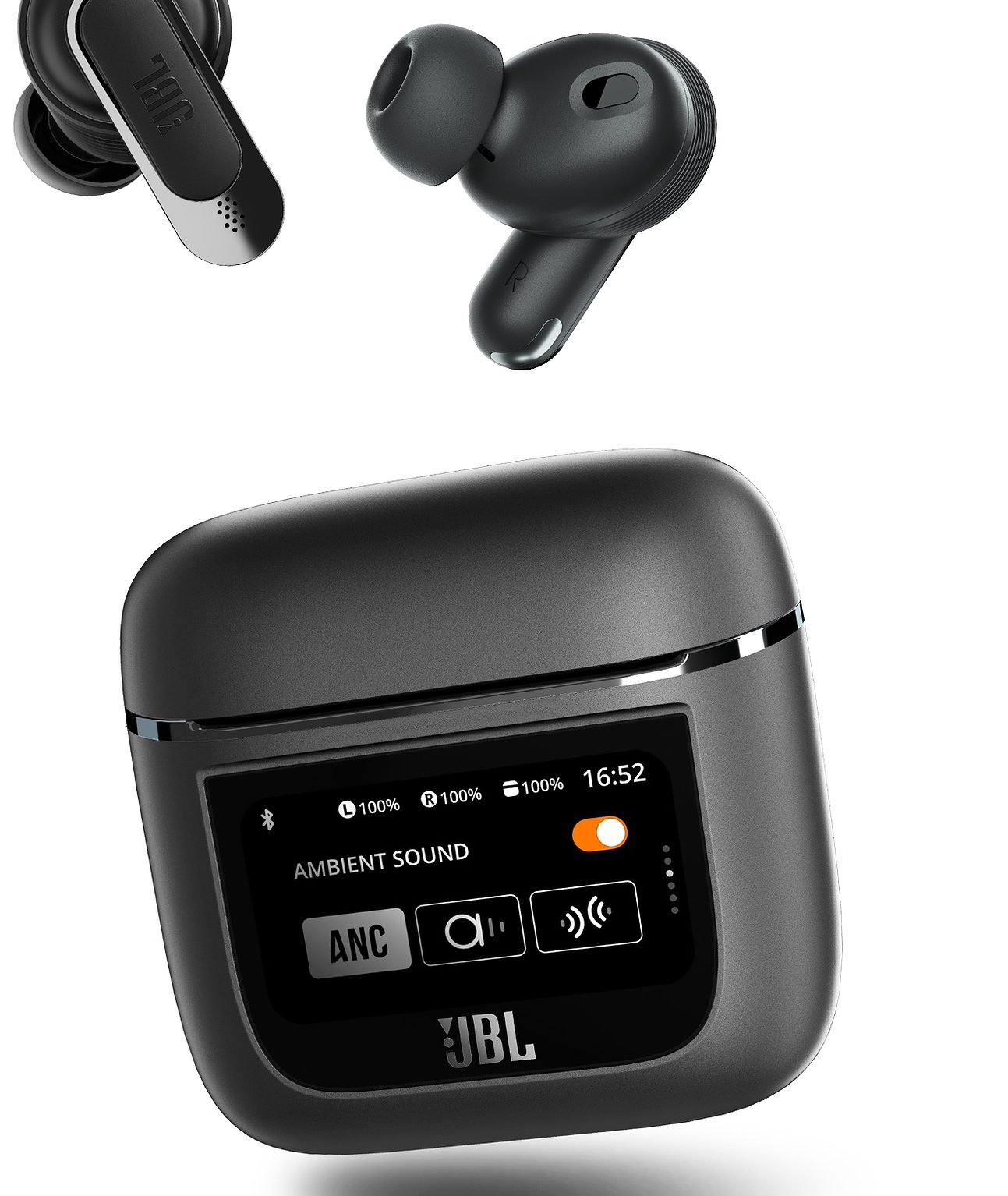 Control JBL's new ANC earbuds with the smart case touchscreen - Canada ...
