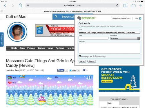 Add Web Clips To Evernote From Your iPad For Free [iOS Tips]