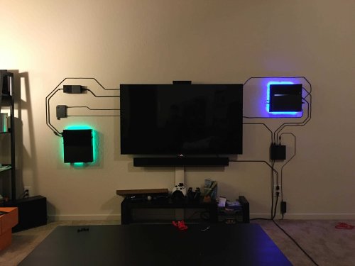 This home theater setup makes exposed wires look cool