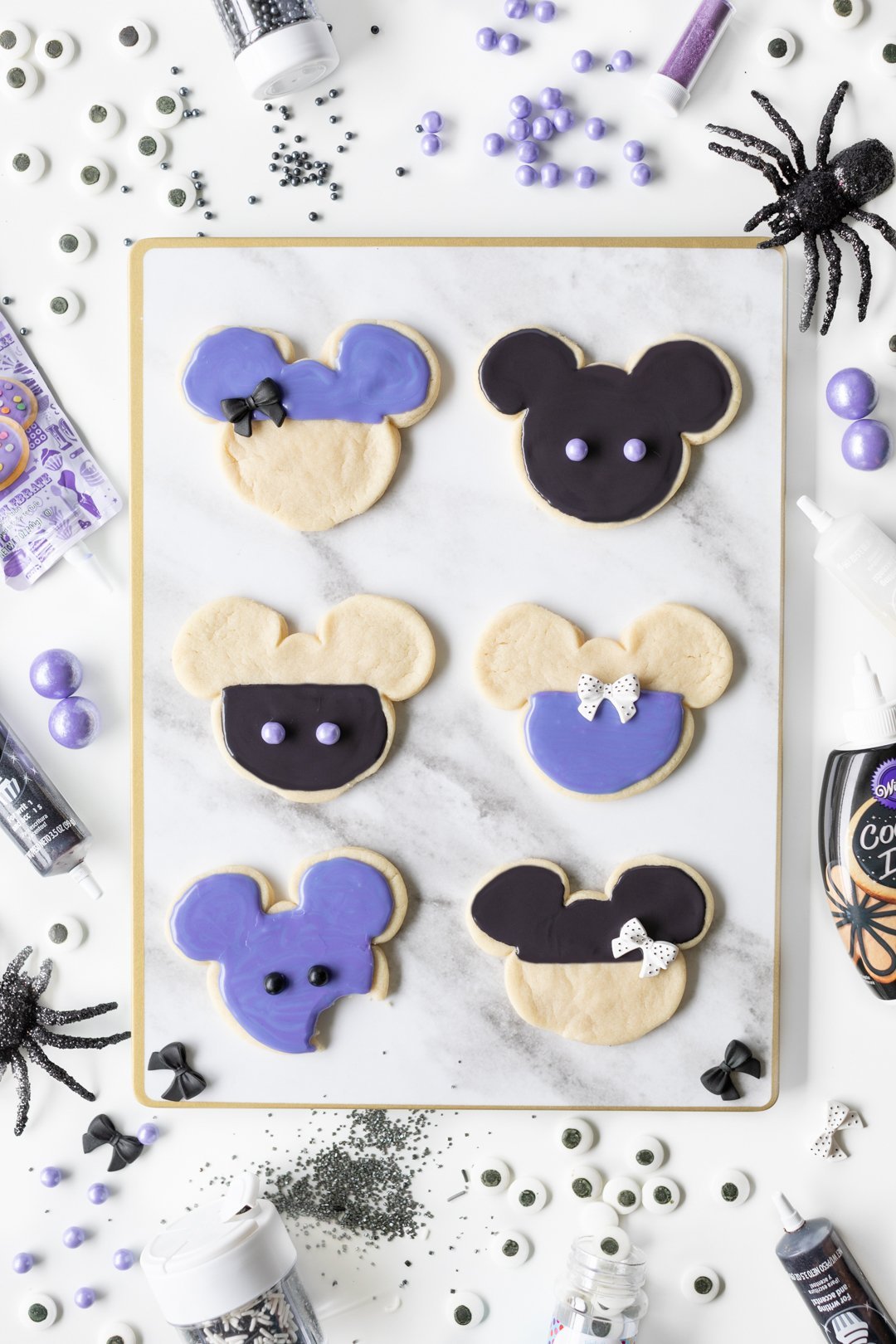 Halloween Mickey Cookies that are Purple and Black.