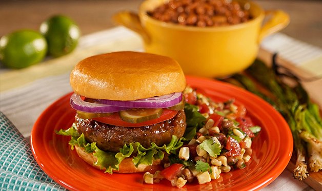 Inside-Out Cheeseburgers and Grilled Corn Salsa Recipe - Barbecuebible.com