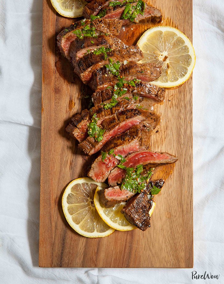 Grilled Flank Steak with Lemon-Herb Sauce