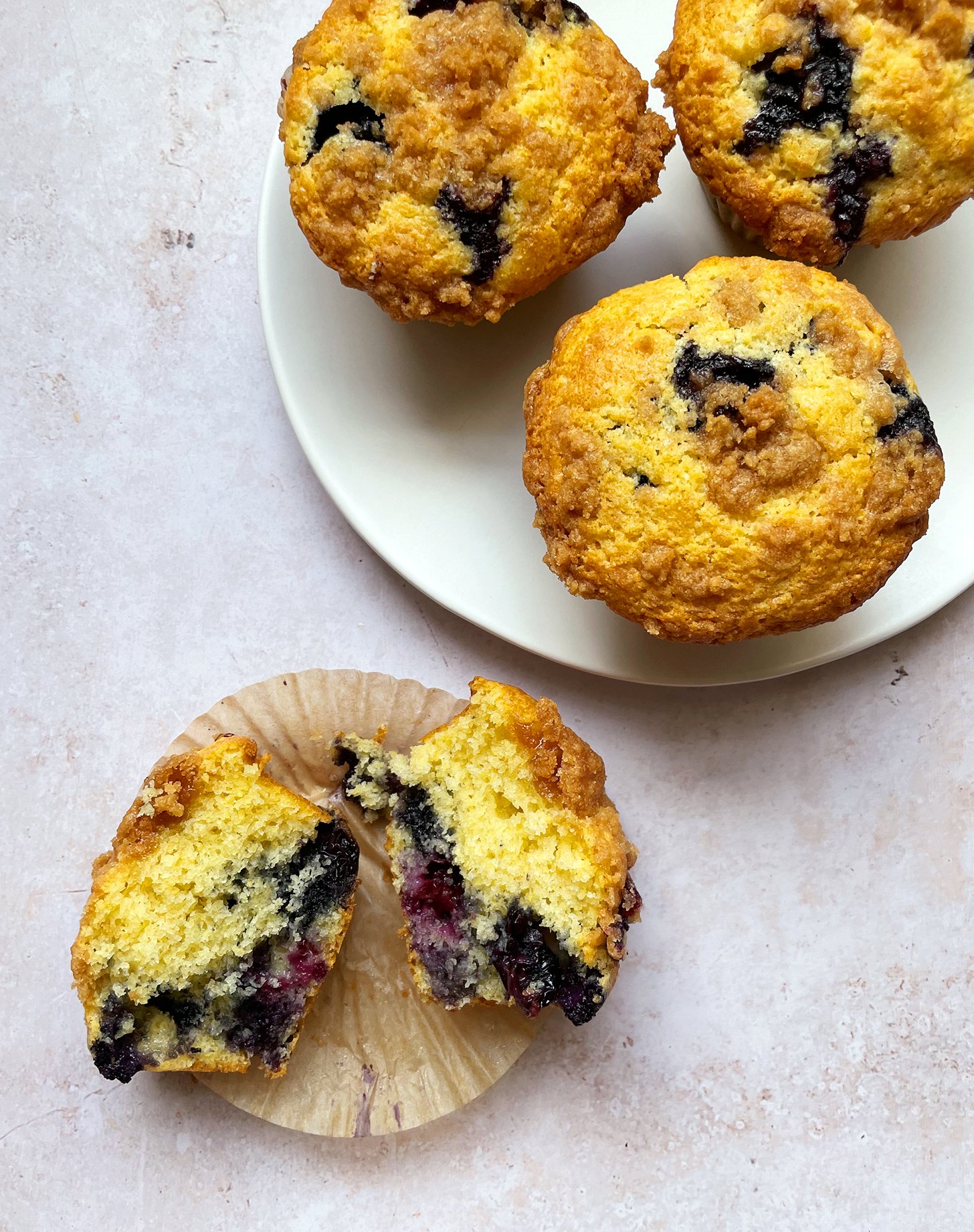 Blueberry Streusel Corn Muffins