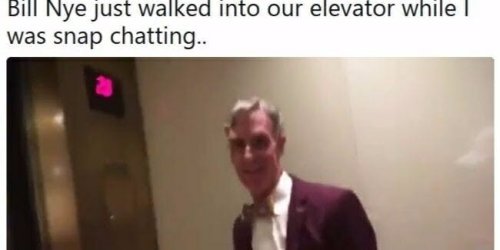 Bill Nye walked into a Las Vegas elevator, and it was filled with half-naked Snapchatting women