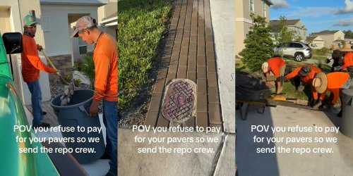 'I would also put a sign! That they don’t pay': Homeowners refuse to pay for driveway pavers after installation. A 'repo crew' comes to remove them