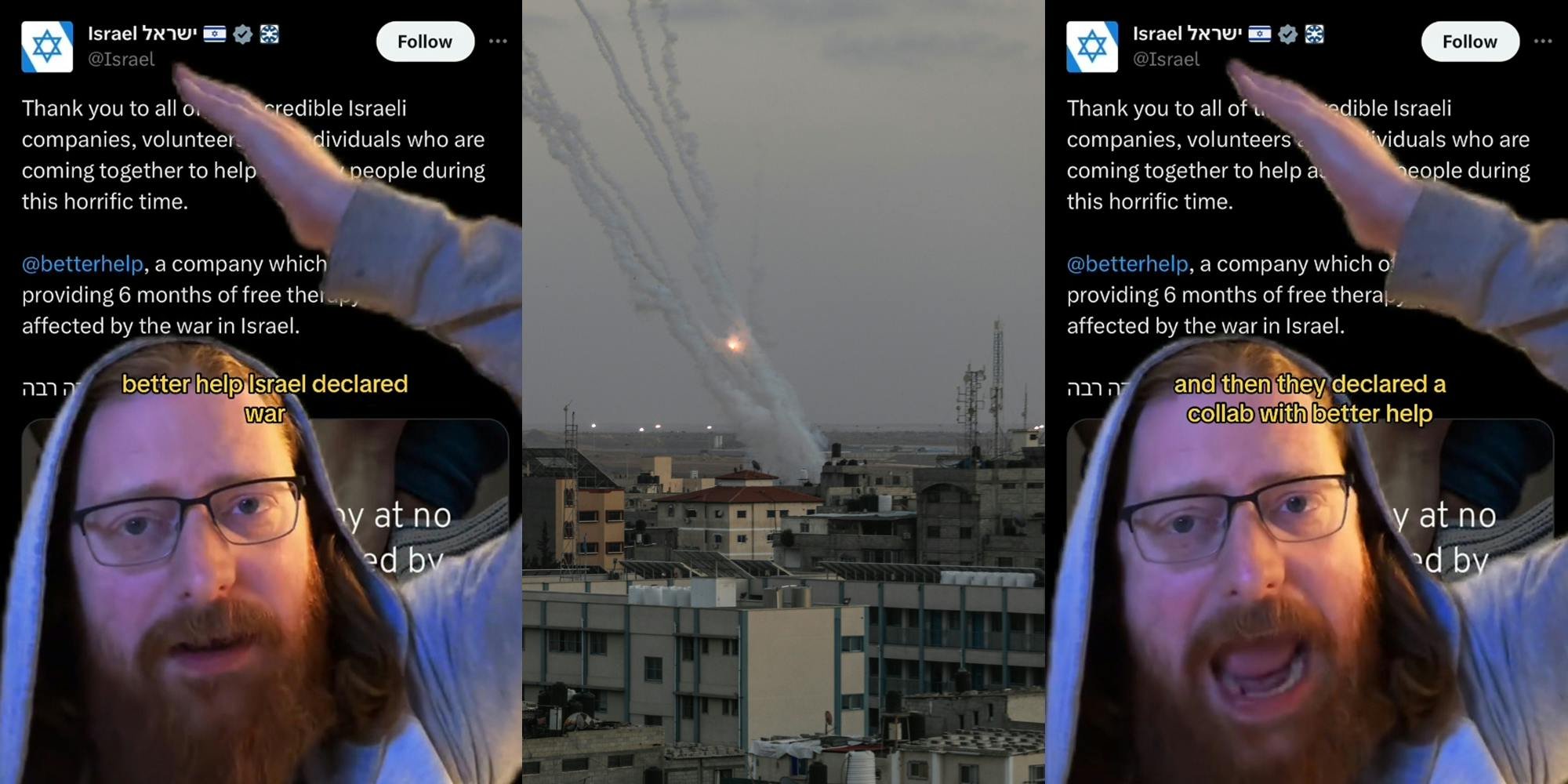 ‘This is an actual tweet from the nation of Israel’: Man criticizes Israel’s ‘collab’ with BetterHelp amid conflict between Palestine and Israel (updated)