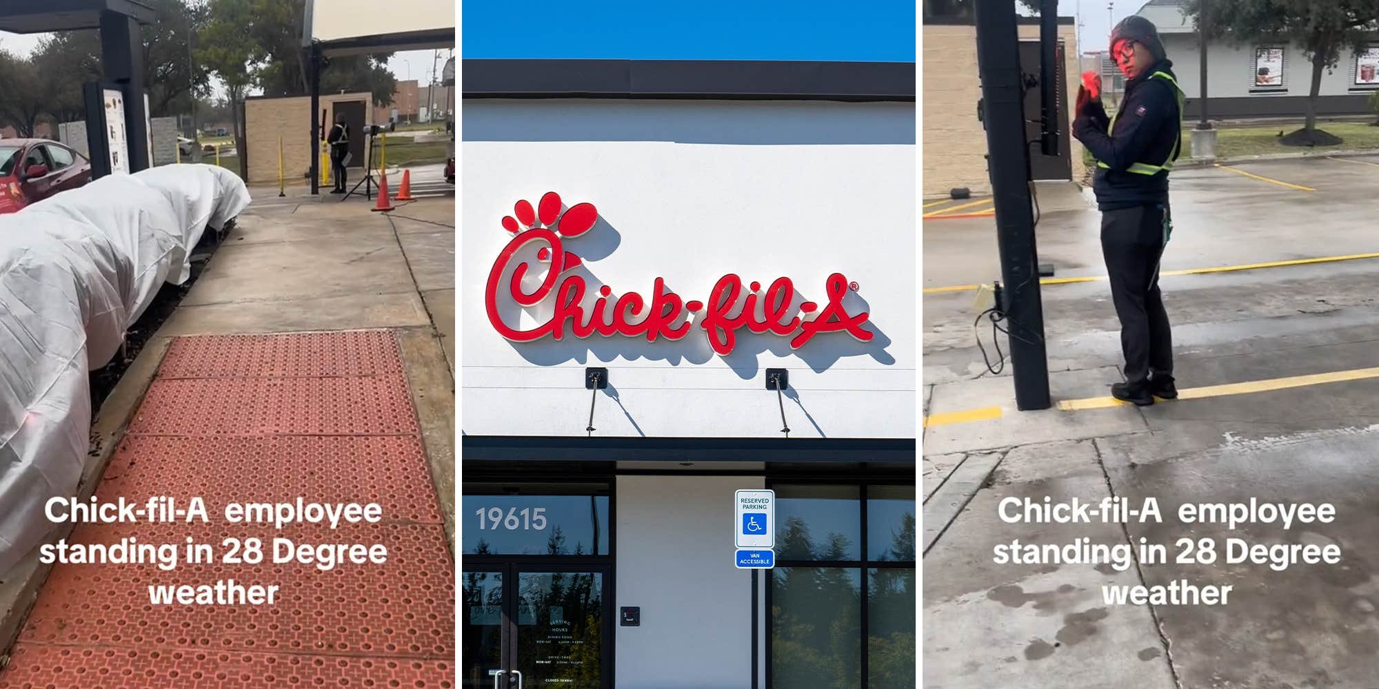 ‘WHY isn’t it a drive-thru?‘: Customer calls out Chick-fil-A for making worker stand outside in 28-degree weather