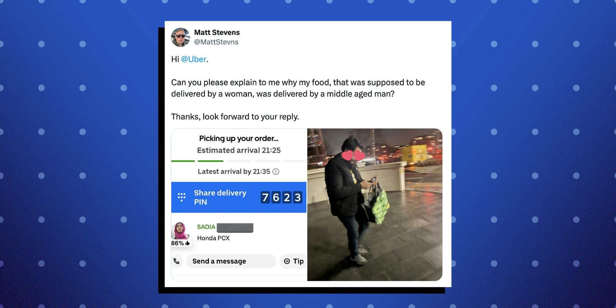 ‘Putting people at risk’: Guy slams Uber Eats after a man delivers his food instead of a woman, and it sparked a huge debate
