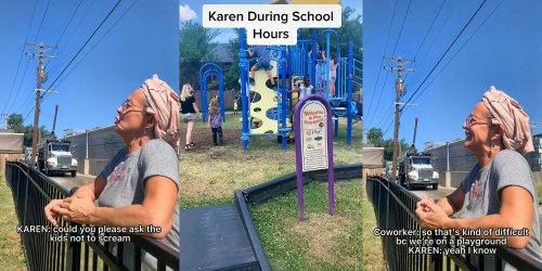 'That’s kind of difficult because we’re on a playground': Teacher records 'Karen' asking teachers to quiet down kids at park