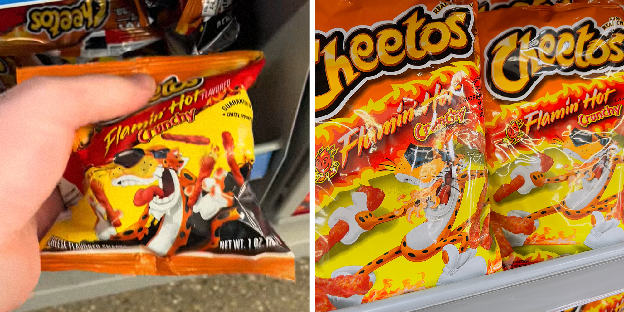 ‘And they actually taste better’: Walmart shopper reaches for large $2.69 Flamin’ Hot Cheetos. Then he picks up the 1-ounce bags