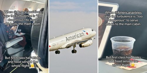 'This is why we have curtains': Traveler catches American Airlines serving drinks to first class after denying economy