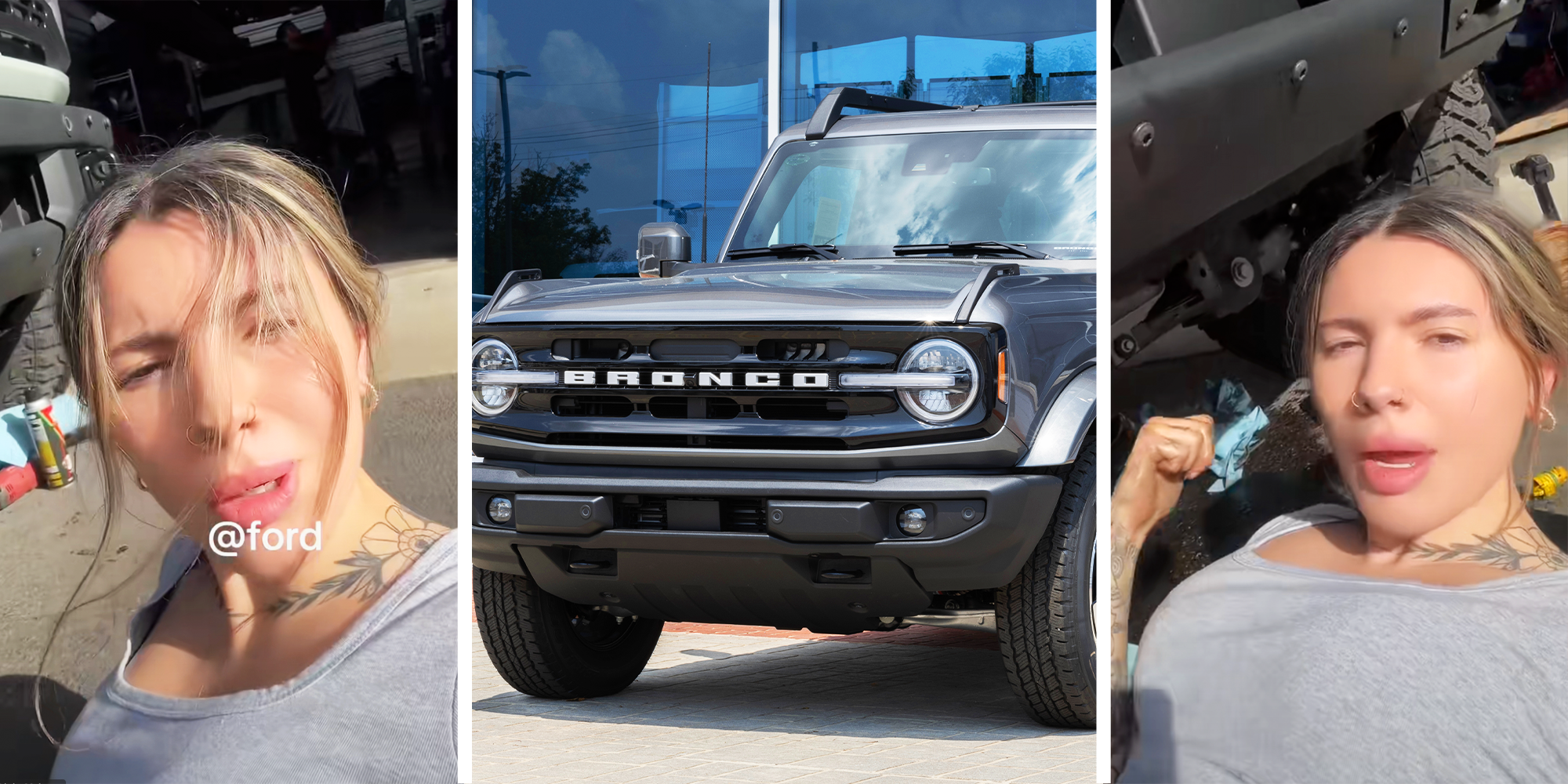 ‘My BMWs would never’: Woman crawls under Ford Bronco to change her oil. Then she takes a closer look at the oil pan