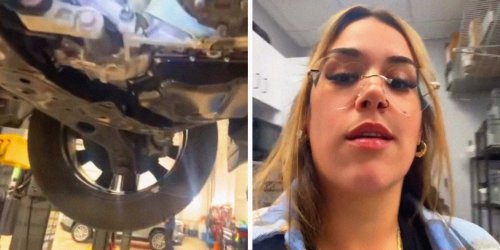 ‘This is the video my mechanic sent me after I brought my car in for a banging noise’: Mechanic puts woman’s Mazda CX5 on a lift. You won’t guess what he finds