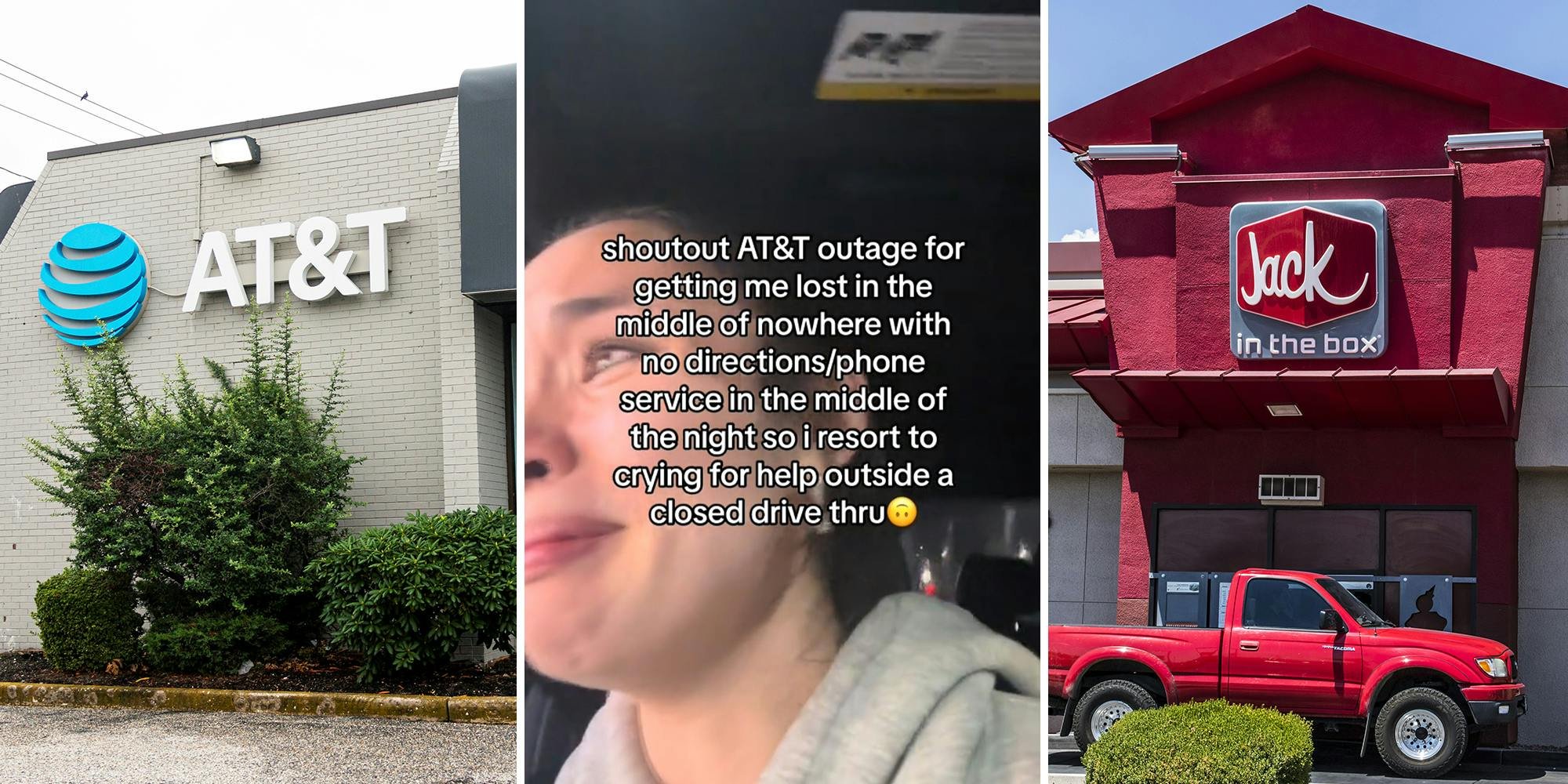 ‘I don’t want to order anything, I just need help’: Woman cries at closed Jack in the Box drive-thru after getting lost during the AT&T outage