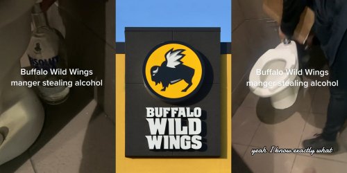 'These people over here are stealing alcohol': Customer says they caught Buffalo Wild Wings worker hiding alcohol behind toilet in bathroom