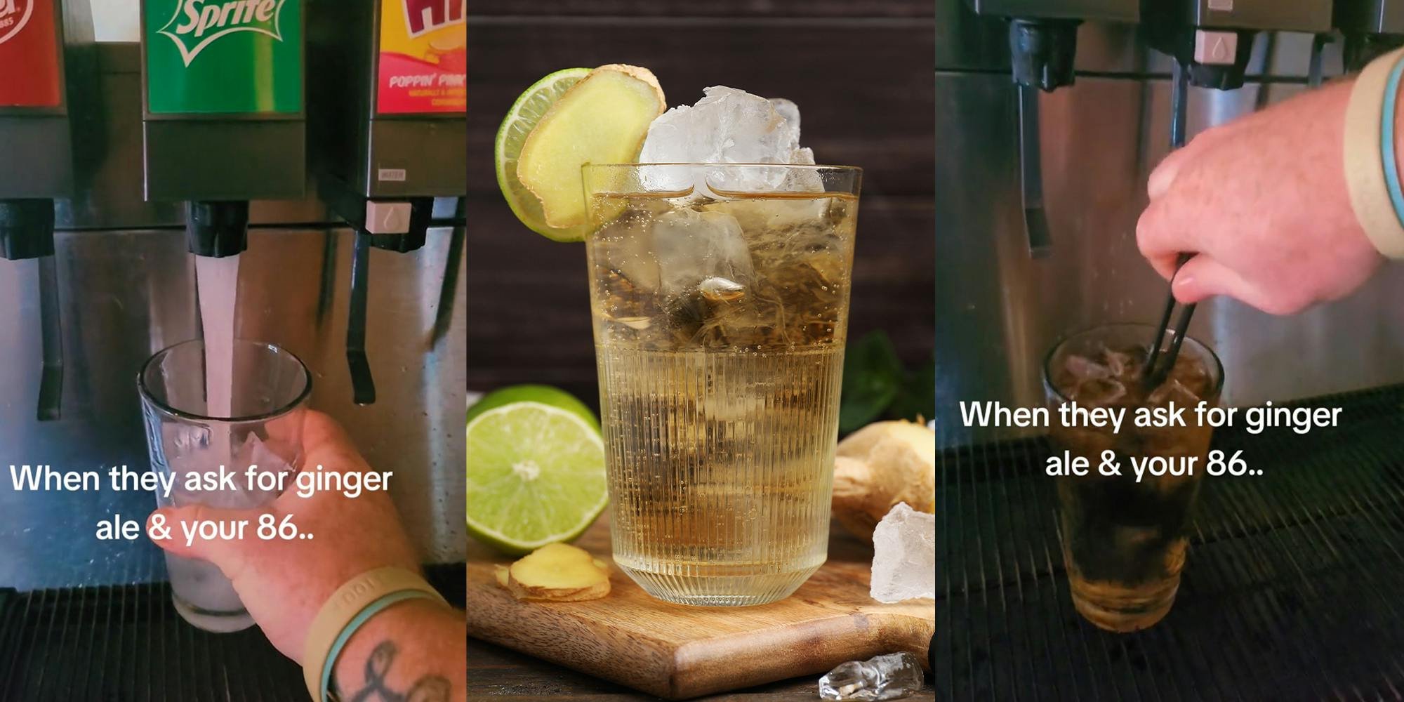 A server shows how they trick customers when ginger ale is out. It backfires