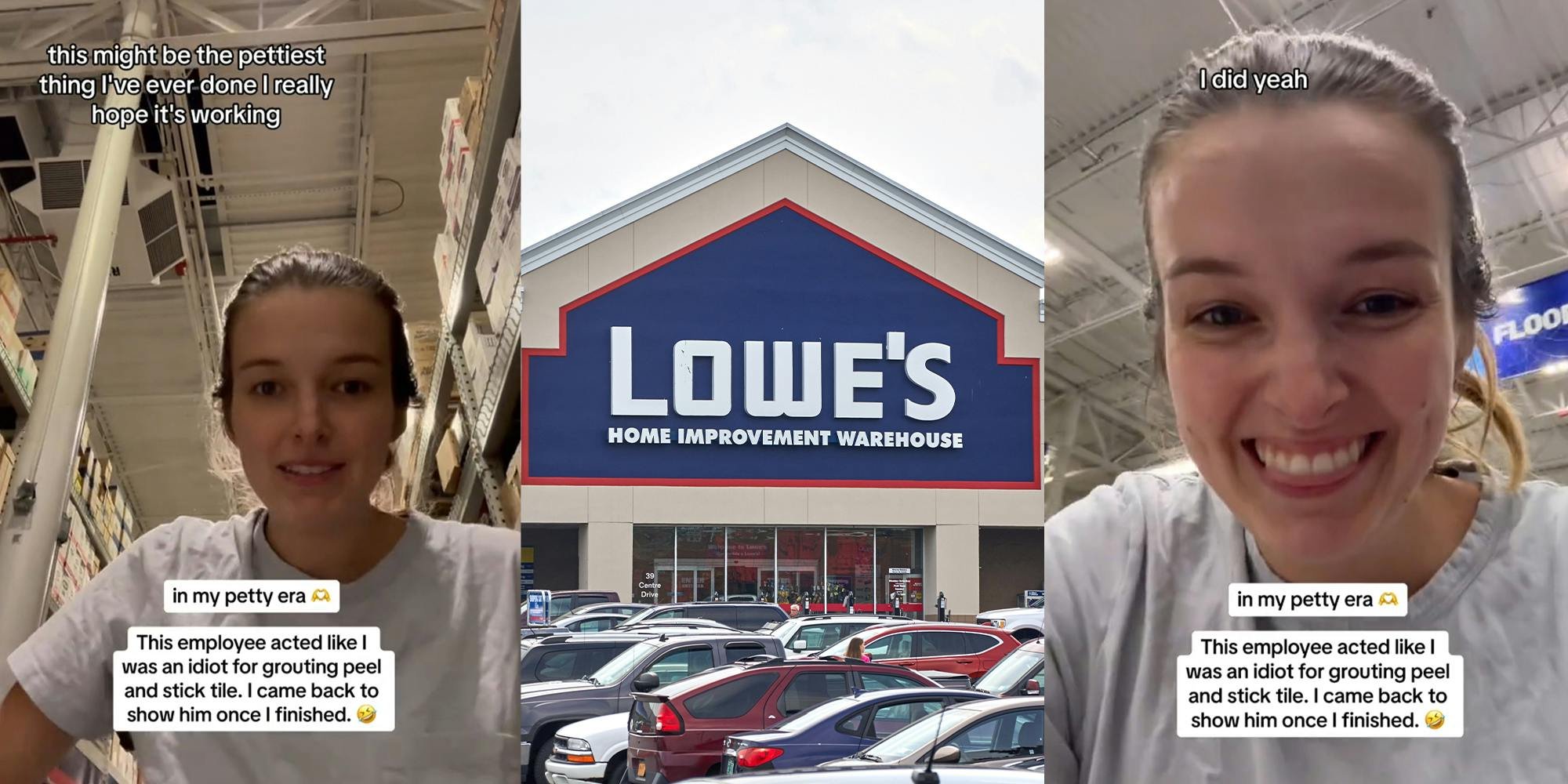 'In my petty era': Lowe’s worker doubts woman can grout peel-and-stick-tile. She comes back to store 'to show him'