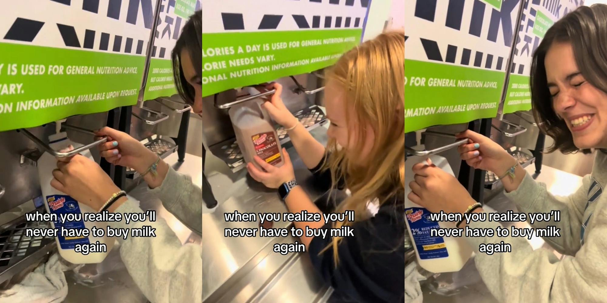 ‘I did this and it was sour the next day’: College students share dining hall hack so that they never have to buy milk again