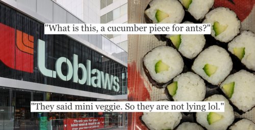 Loblaws ridiculed for tiny pieces of cucumbers in vegetable roll