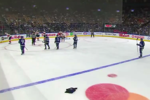 Ticked off Toronto Maple Leafs fans throw jerseys on the ice
