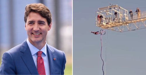 Justin Trudeau bungee jumps from the highest drop in Canada (VIDEO)