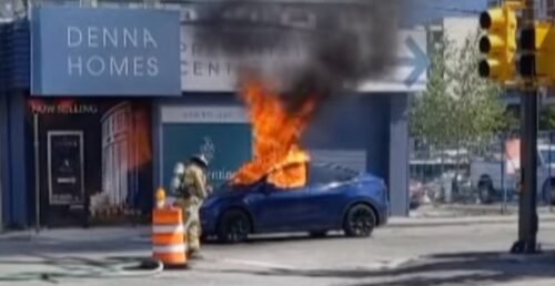 Tesla traps Metro Vancouver driver inside and then catches fire (VIDEO)