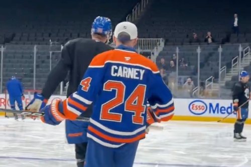 Canadian Prime Minister Mark Carney hits the ice with Edmonton Oilers