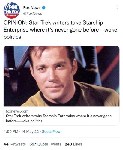 Fox Propaganda Channel Hits Star Trek For Now Going “Woke”