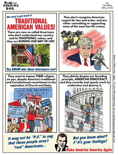 Cartoon: Tom the Dancing Bug demands we return to traditional American values