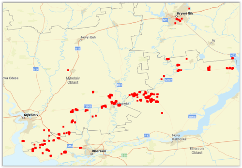 FIRMS Map: Kherson region on fire