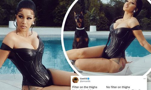 Cardi B shares the filtered and NON-FILTERED versions of a corset-clad poolside snap... after revealing she wants a tummy tuck