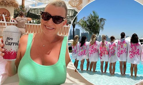 Billi Mucklow stuns in a green swimsuit as she continues to live it up on her sun-soaked Dubai hen do - ahead of wedding to Andy Carroll