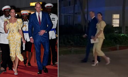 William and Kate's secret PDA! Couple were filmed walking hand-in-hand through their Barbados hotel in viral TikTok video