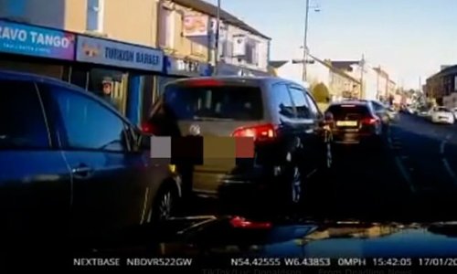 Driver slams into back of vehicle in front during road battle