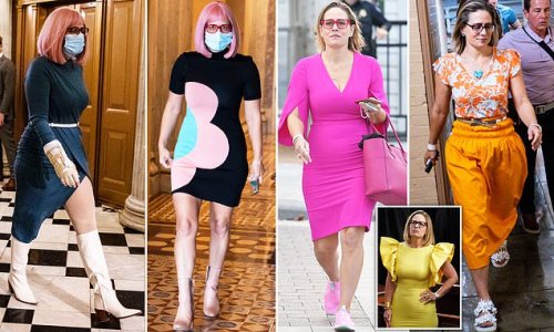 Call the fashion police! As Arizona Senator Kyrsten Sinema is brutally mocked over garish yellow State of the Union dress, FEMAIL reveals the many other wacky work outfits she's worn - from skin-tight floral dresses to GOLD cowboy boots