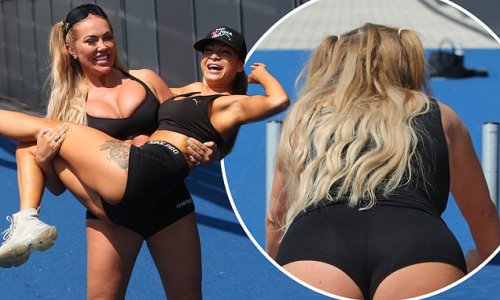 Aisleyne Horgan-Wallace proves she has recovered from go-kart accident as she carries AJ Bunker while showing off her surgically-enhanced bottom at Celebrity MMA training