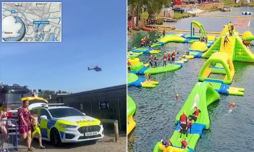 Police launch probe into death of girl, 11, who drowned at water park during friend's birthday party as tearful lifeguards lay flowers at scene