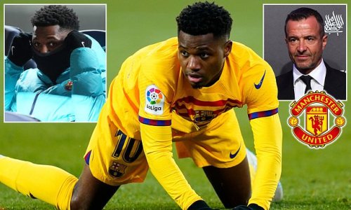 Jorge Mendes 'is sounding out clubs for Ansu Fati as he struggles for minutes at Barcelona with Man United among those keen'... but they would have to pay around £90m for the 20-year-old star