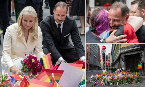 Norway grieves for victims of gay bar shooting: Crown Prince Haakon and Crown Princess Mette-Marit lead tributes to two killed ‘by Iranian refugee’ in Islamist terror attack in Oslo