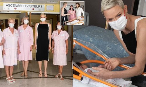 Princess Charlene is back in business: Royal is chic in a black and white dress as she visits the Princess Grace Hospital Centre in her first solo engagement since her return to Monaco
