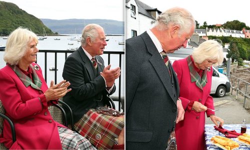 Prince Charles and Camilla don tartan during visit to Isle of Skye