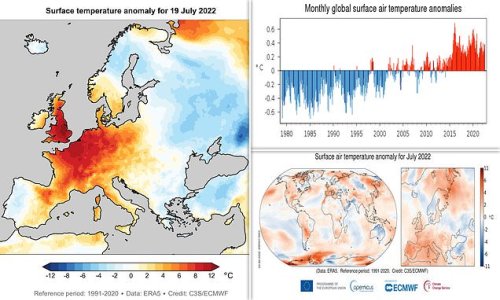 July 2022 was one of the three hottest Julys on RECORD - with global temperatures 0.7°F above average, satellite data reveals