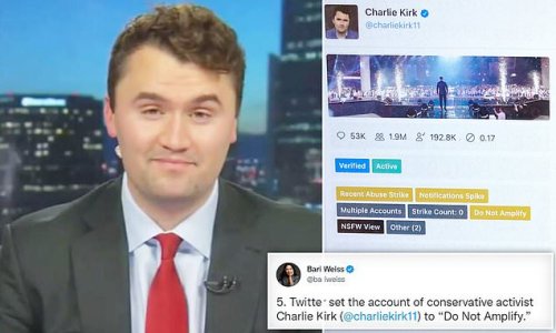'More censorship than Hamas': Charlie Kirk tells Tucker Carlson 'Twitter Files' part two confirm his suspicion that he was being censored after speaking out against pandemic lockdowns in 2020